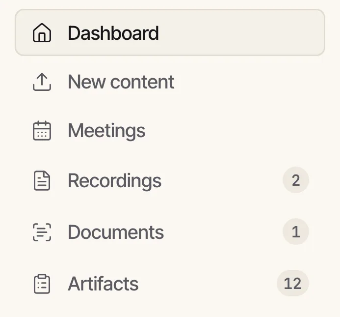 The Citesvue sidebar navigation