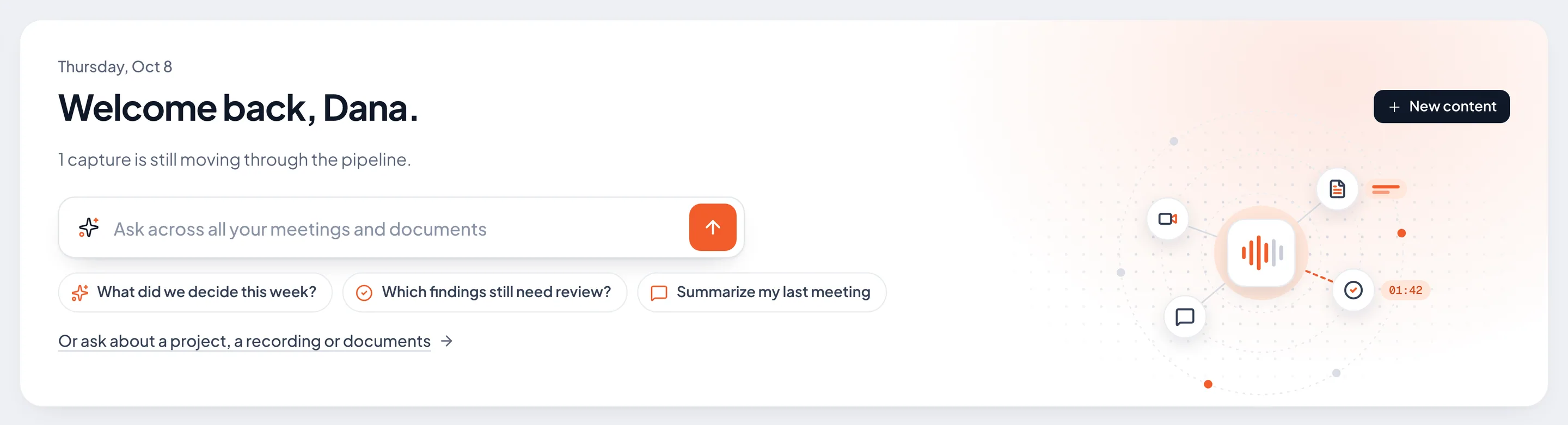 The Dashboard Ask box with suggested questions
