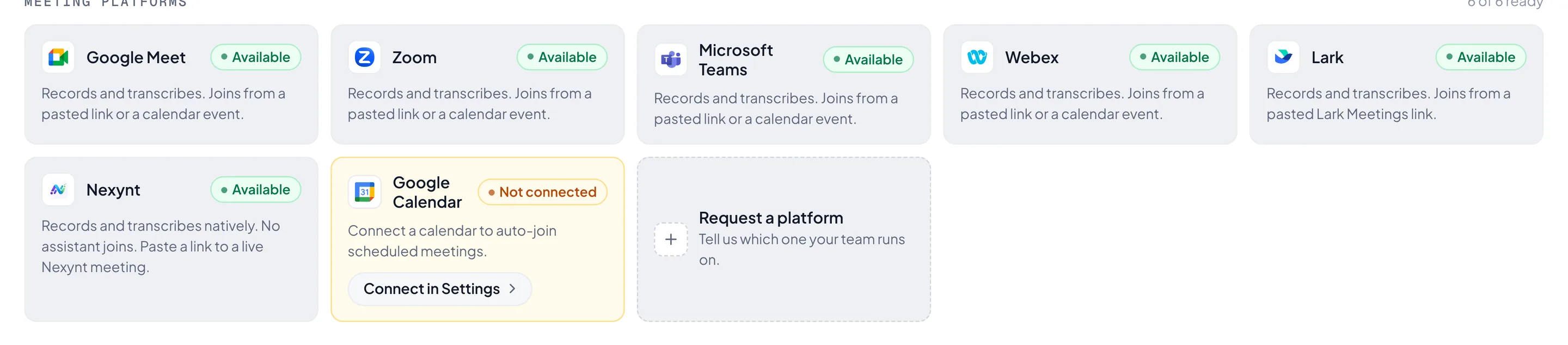 Meeting platform availability for the Citesvue assistant