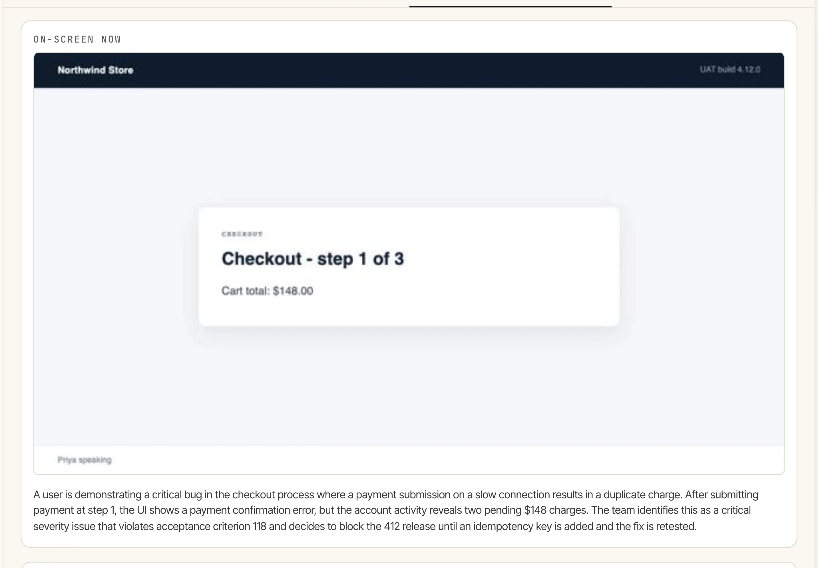 The Deep Dive tab showing on-screen frames from a recording